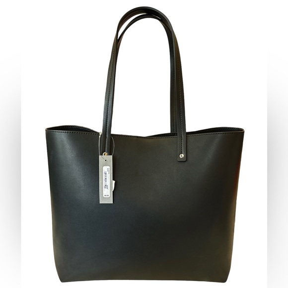 ✨BNWT Chelsea 28 Nordstrom Large Faux Black Tote Bag BONUS Clutch and Wallet✨ - Picture 4 of 17